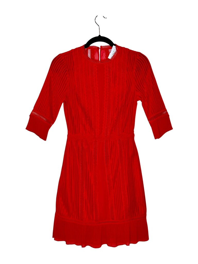 REISS RIBBED TEXTURED PLEATED TRIM DRESS