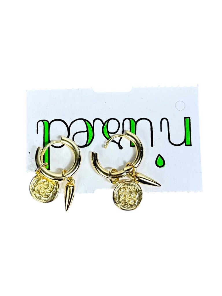 KENDRA SCOTT DIRA COIN DANGLE HUGGIE EARRINGS