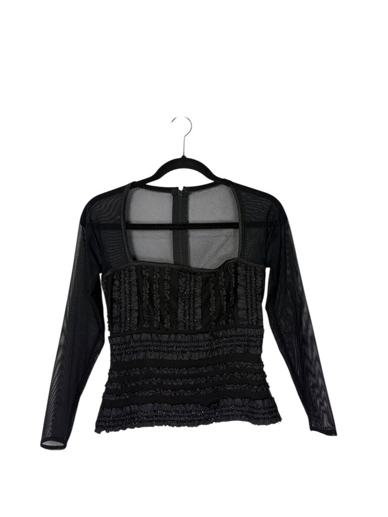 TADASHI MESH RUFFLE BLOUSE