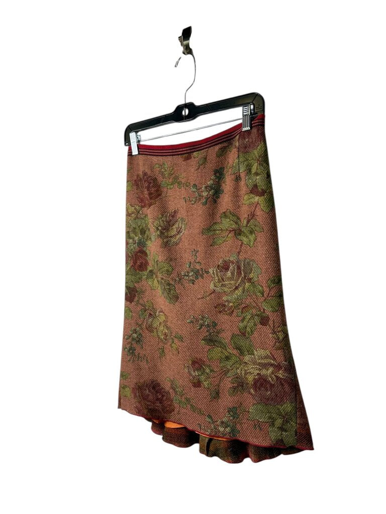 ETRO FALL 2004 FLORAL/PLAID WOOL SKIRT