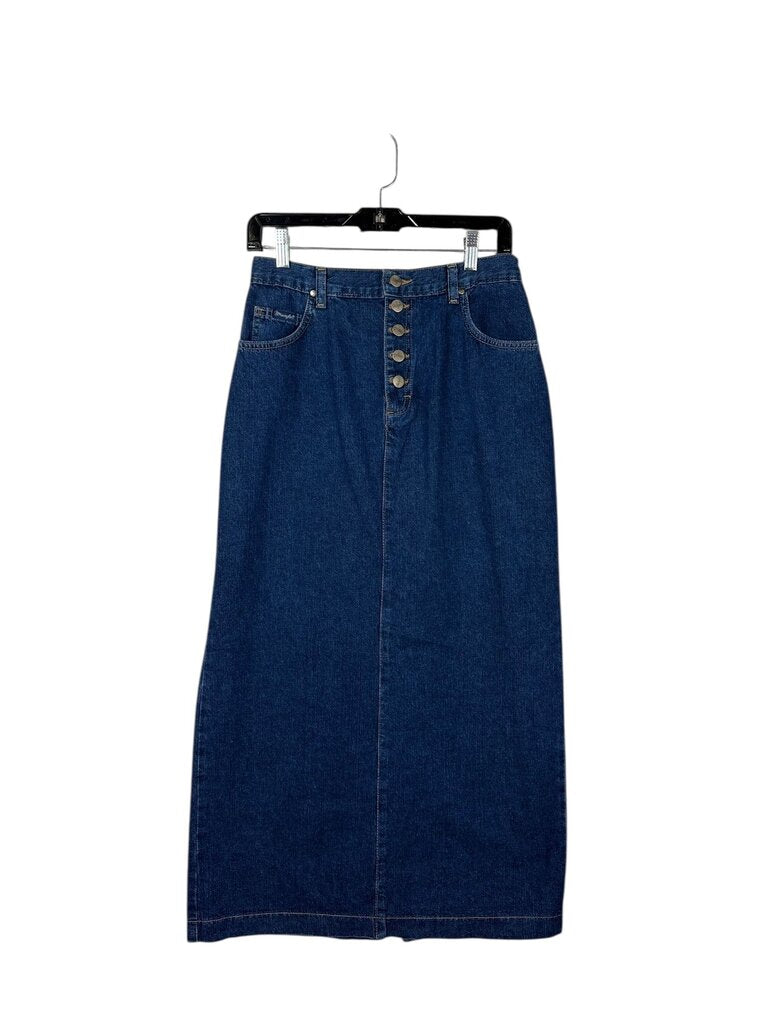 WRANGLER BUTTON FLY DENIM MIDI SKIRT