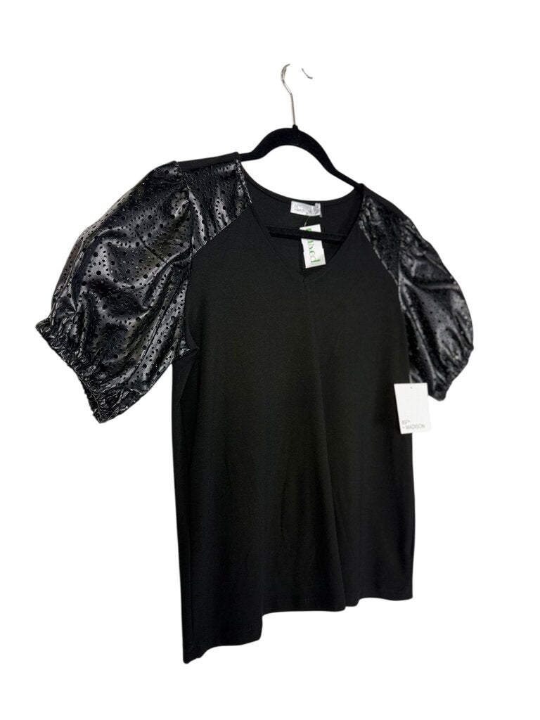 89TH MADISON CUTOUT LEATHER BLOUSE