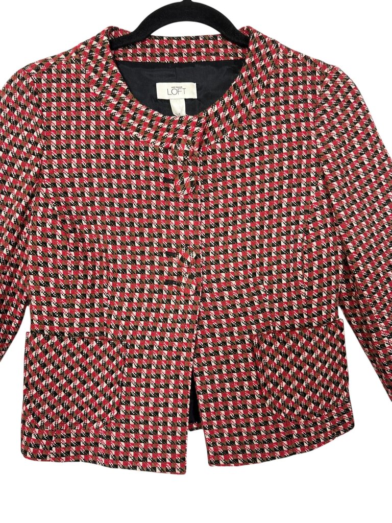 LOFT crop plaid jacket