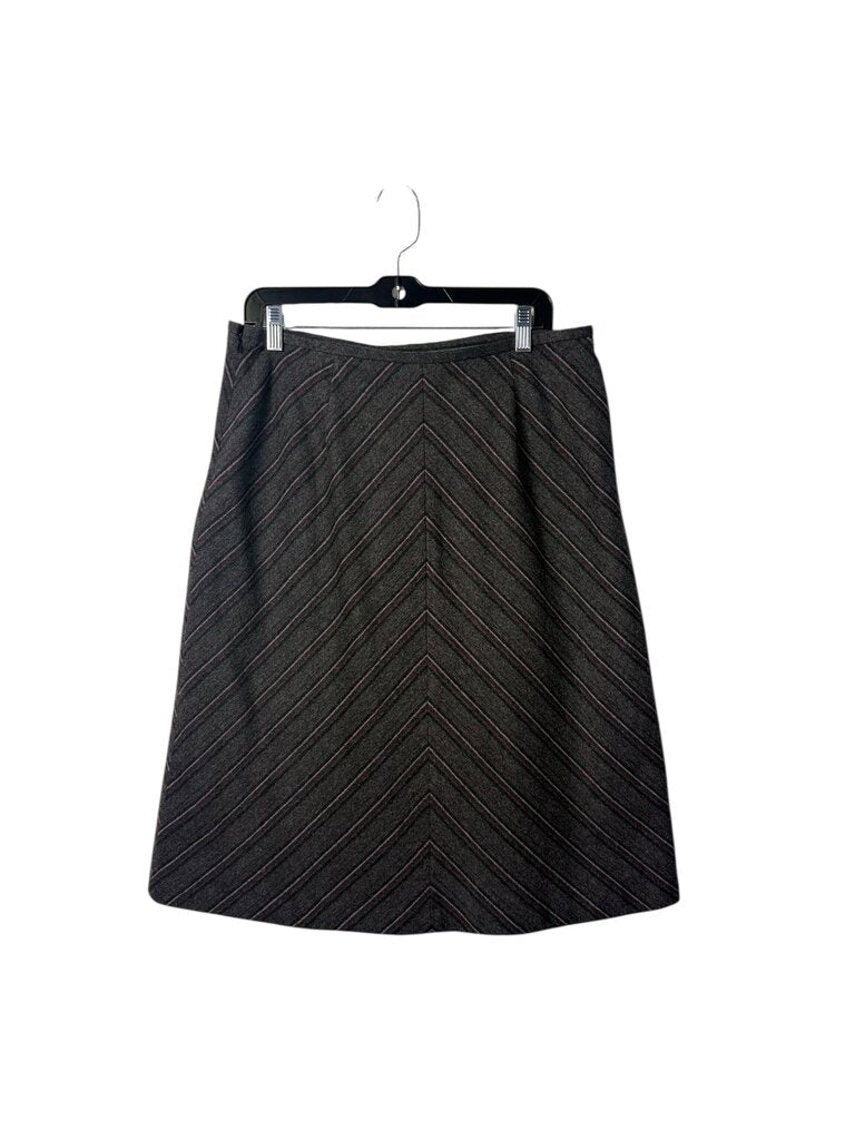 LOFT WOOL STRIPED MIDI SKIRT