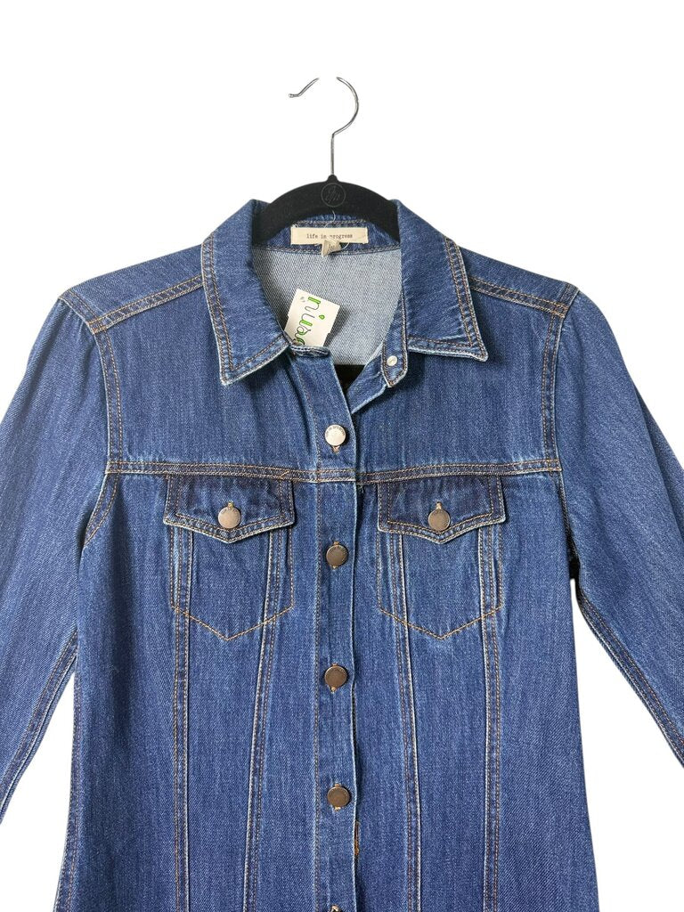 LIFE IN PROGRESS DENIM BUTTON SHACKET