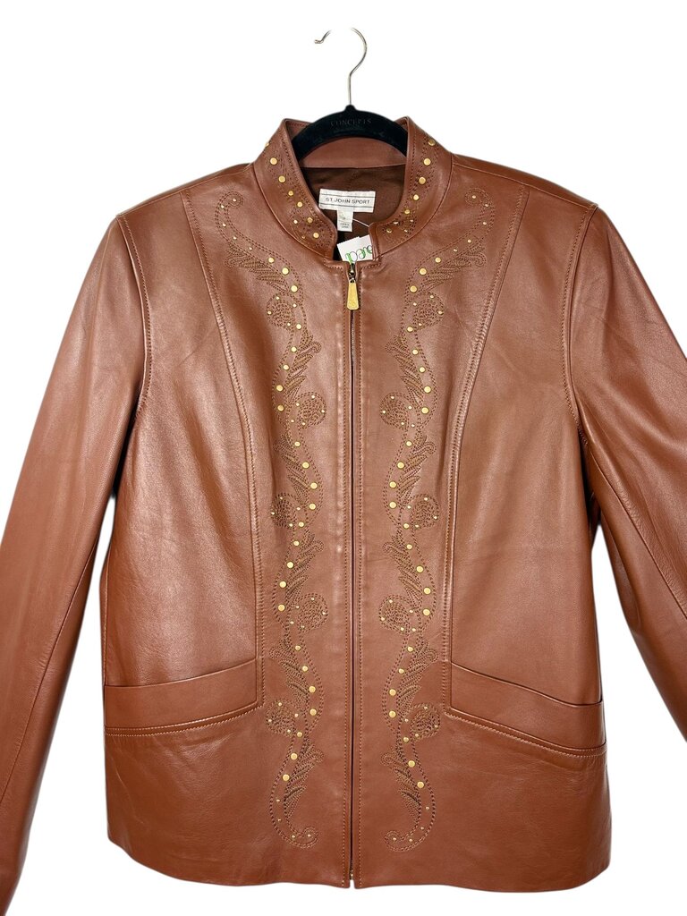 ST. JOHN SPORT STUDDED LEATHER JACKET