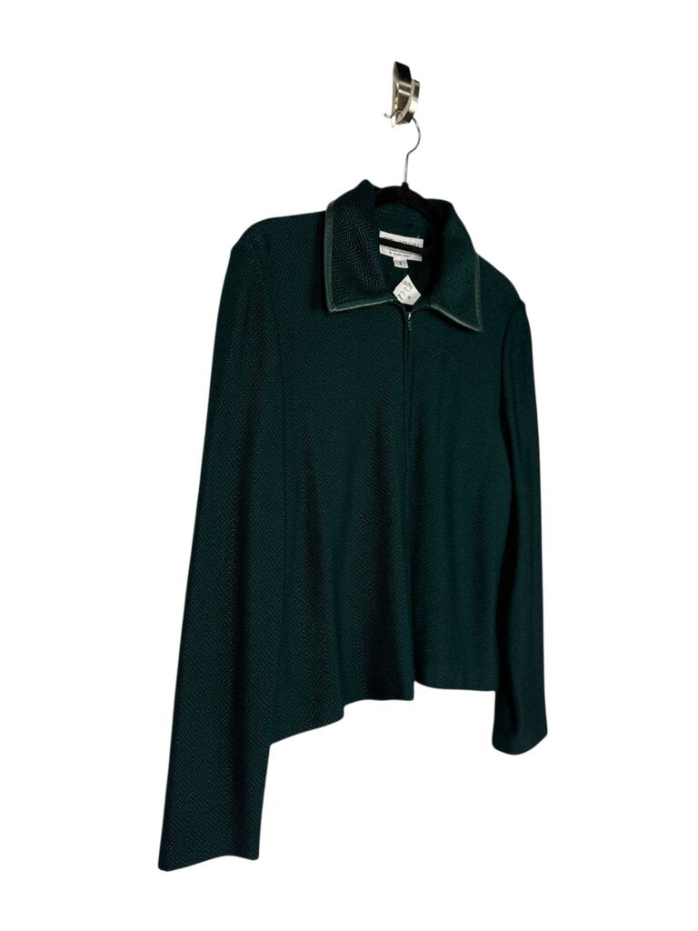 ST. JOHN COLLECTION LEATHER TRIM ZIP UP