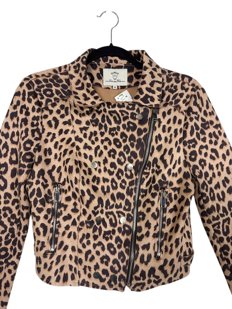 LUCY WANG ANIMAL PRINT MOTO JACKET