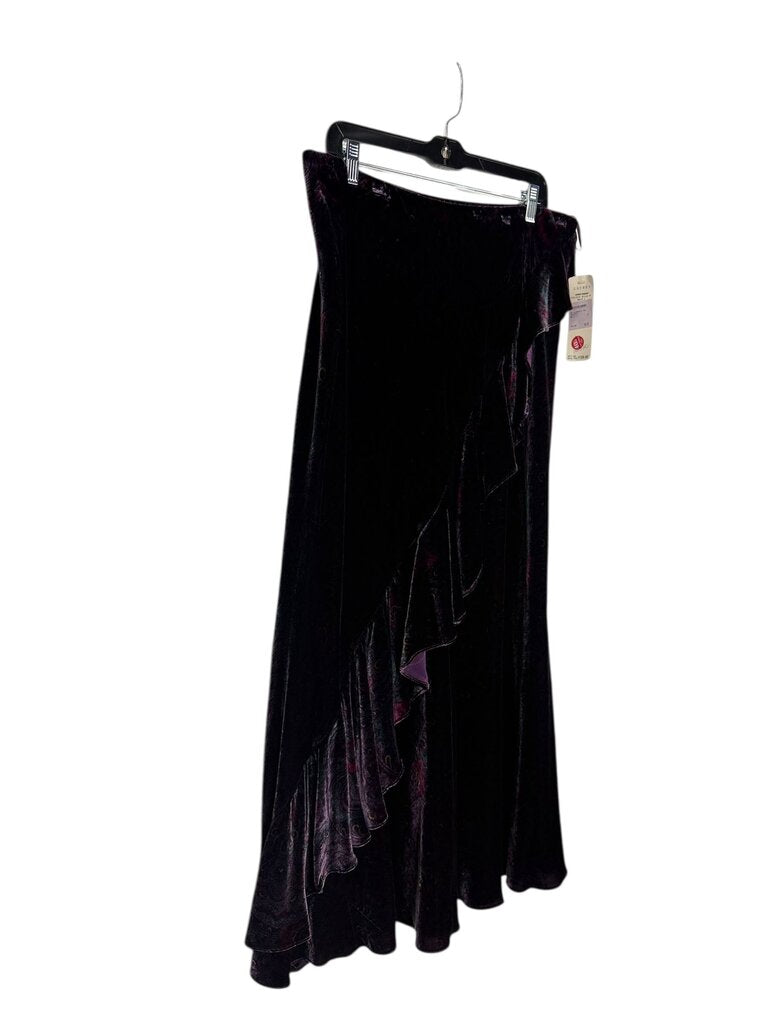 LAUREN RALPH LAUREN VELVET RUFFLE MAXI SKIRT