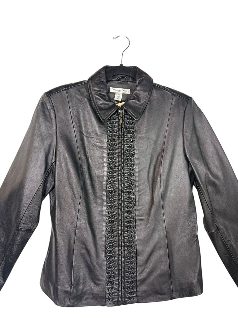 COLDWATER CREEK PLEATED LEATHER JACKET