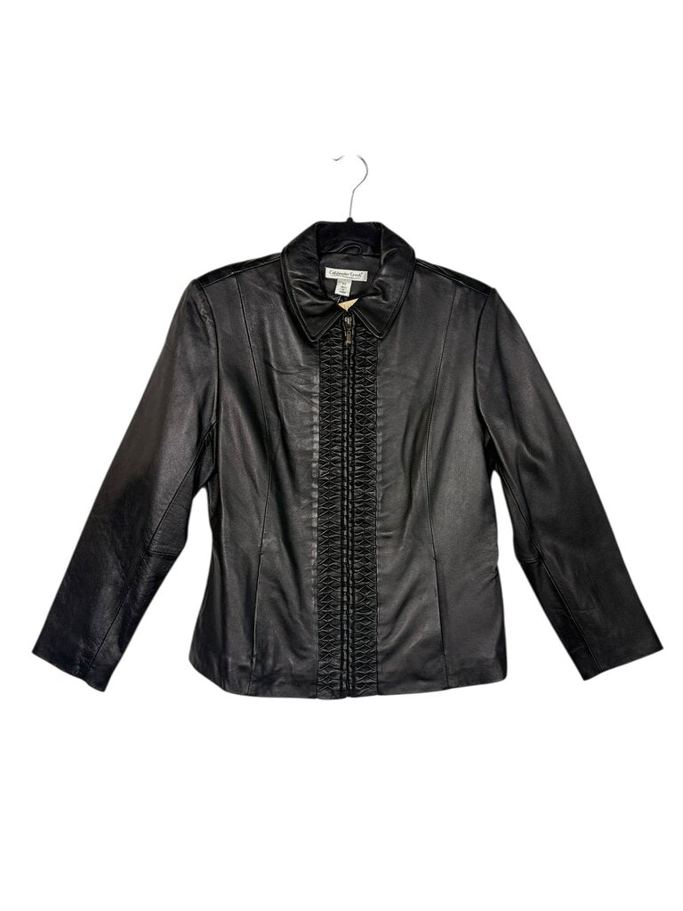 COLDWATER CREEK PLEATED LEATHER JACKET