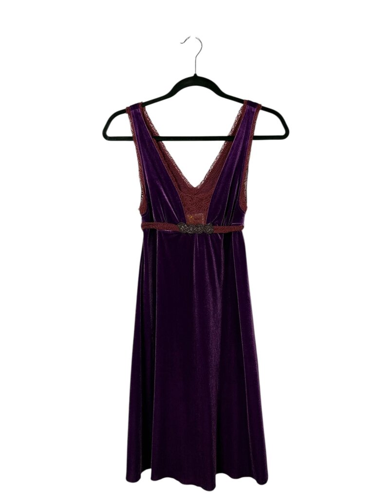 FREE PEOPLE VELVET & LACE EMBELLISHED DRESS