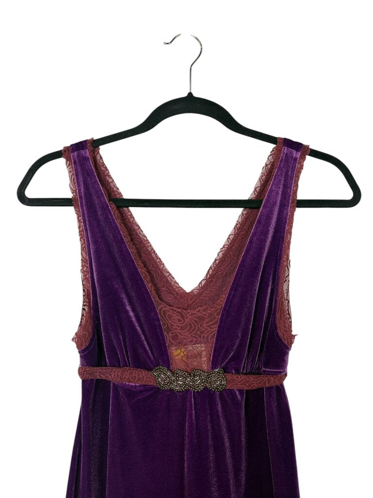 FREE PEOPLE VELVET & LACE EMBELLISHED DRESS
