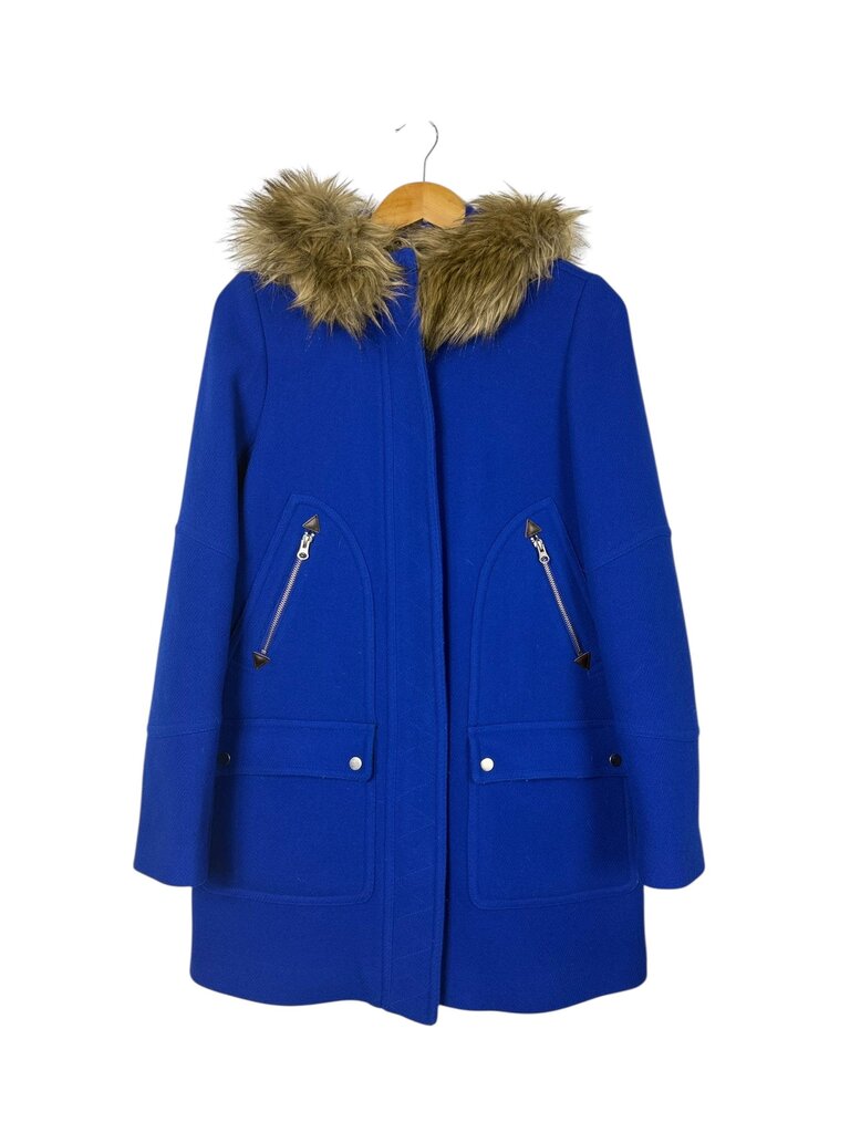 J. CREW FAUX FUR TRIM STADIUM COAT