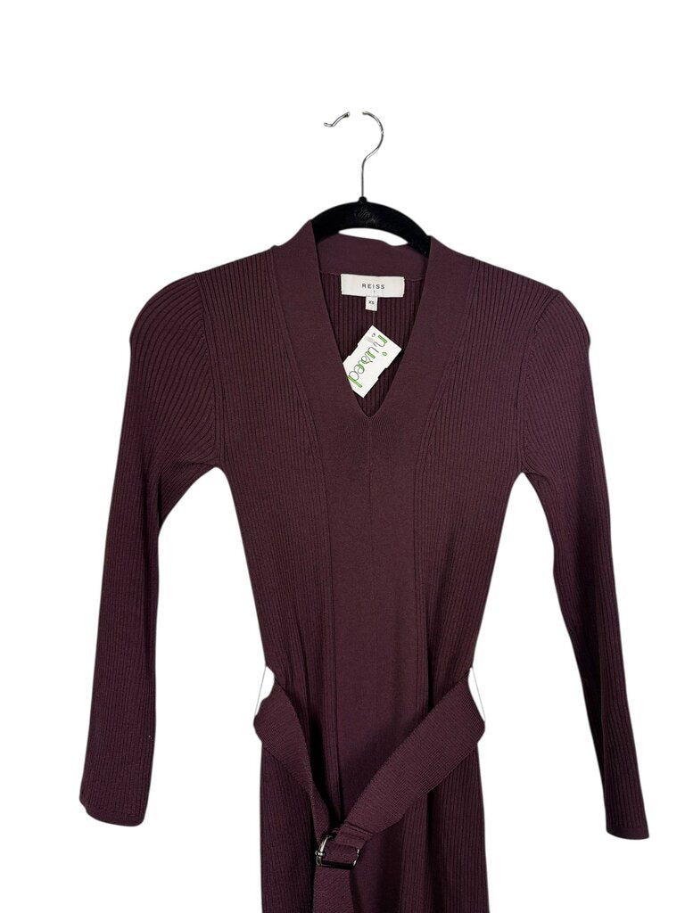 REISS KNIT FITTED DRESS WITH BELT