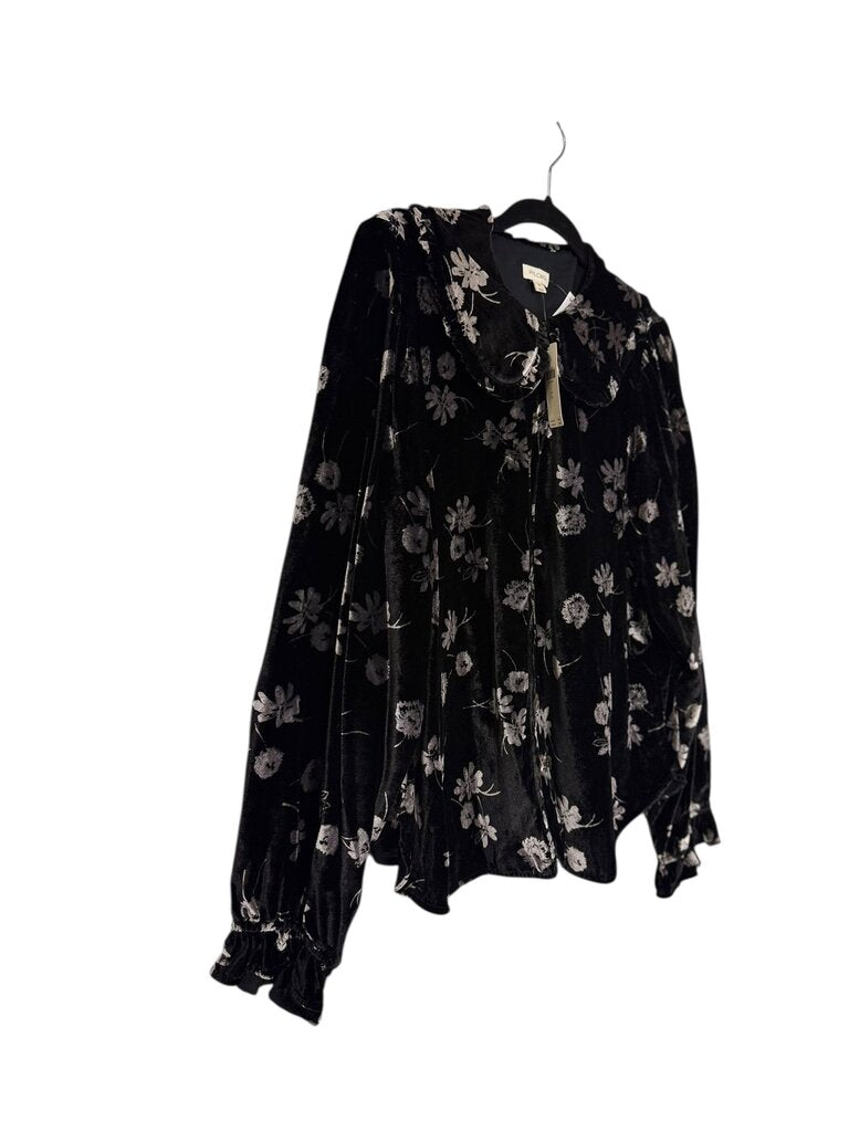 PILCRO VELVET FLORAL BLOUSE