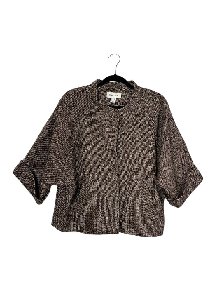 CALVIN KLEIN CUFFED TWEED JACKET