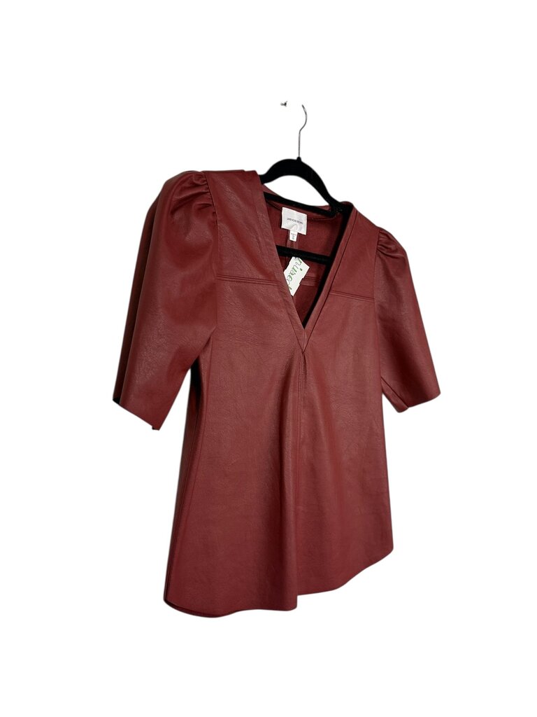 LAVENDER BROWN FAUX LEATHER BLOUSE