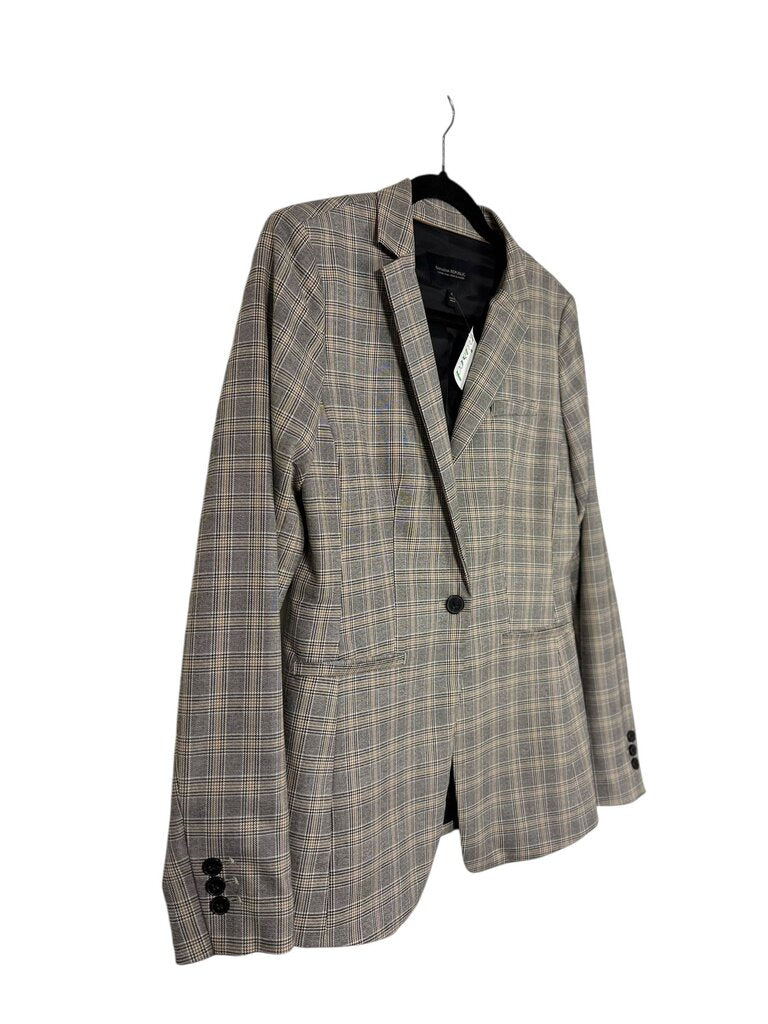 BANANA REPUBLIC PLAID FITTED BLAZER