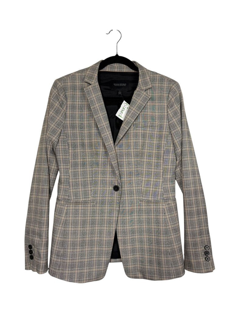 BANANA REPUBLIC PLAID FITTED BLAZER