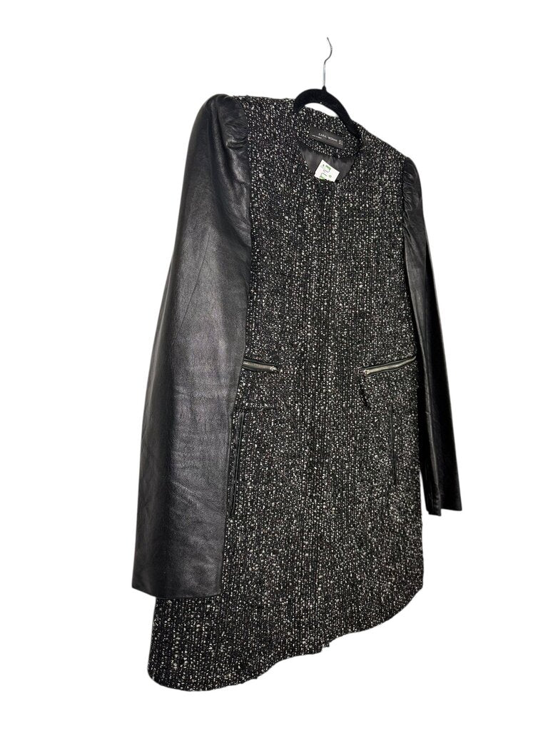 ZARA TWEED & FAUX LEATHER JACKET