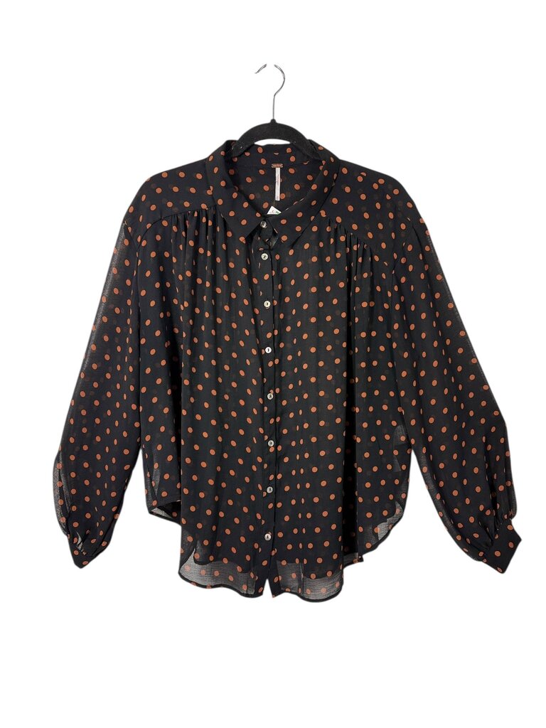 FREE PEOPLE SHEER POLKA DOT BUTTON DOWN
