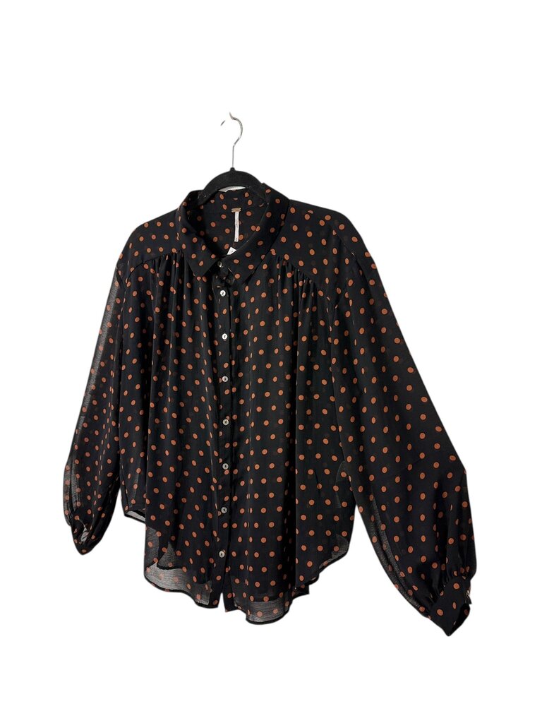 FREE PEOPLE SHEER POLKA DOT BUTTON DOWN