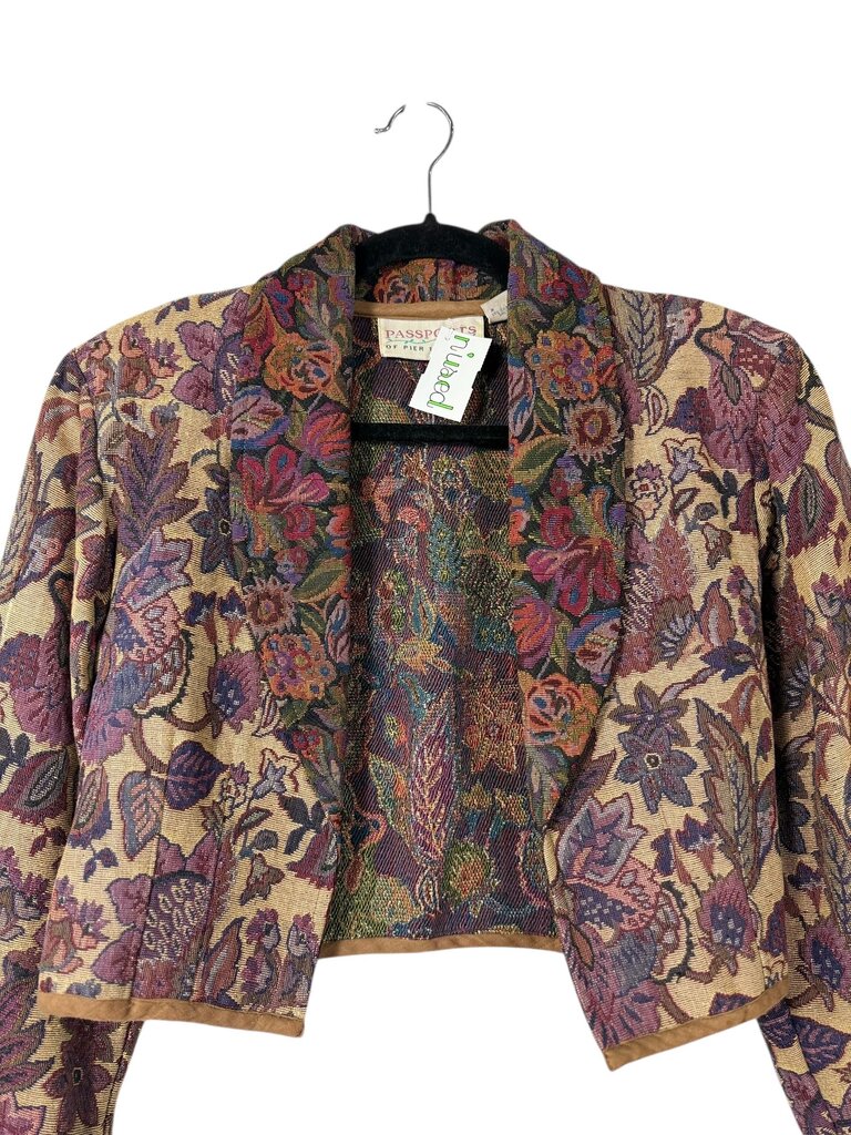 PASSPORTS FLORAL TAPESTRY CROPPED BLAZER