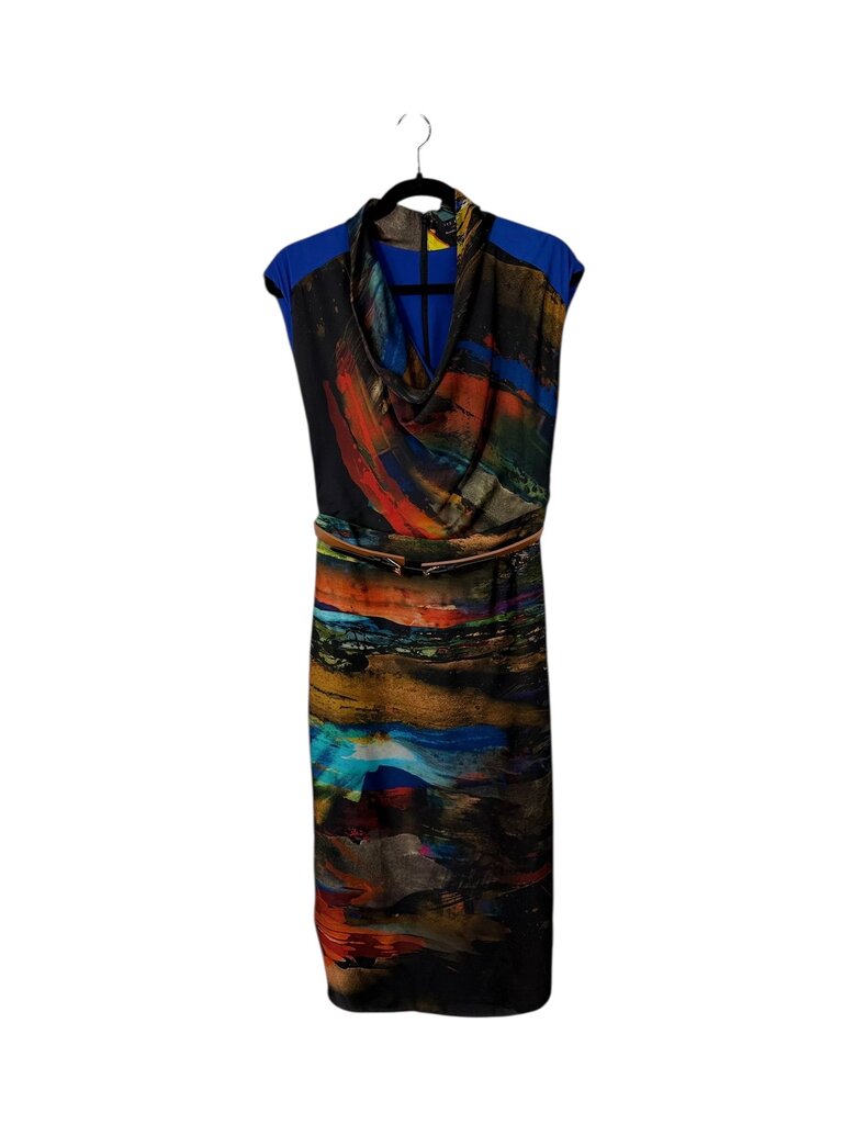 TED BAKER MARBLED BELTED MIDI DRESS
