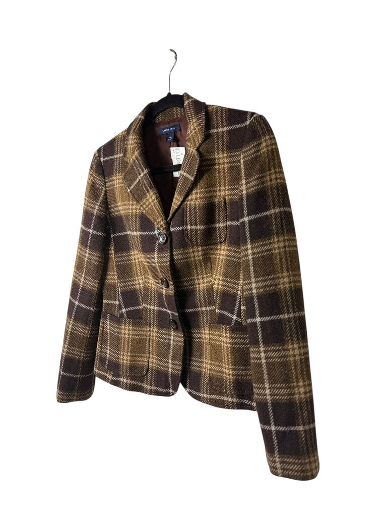 LAND'S END WOOL BLEND PLAID BLAZER