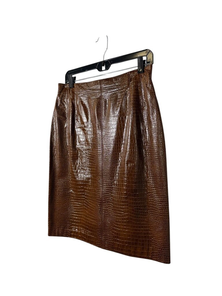 ESCADA EMBOSSED LEATHER PENCIL SKIRT