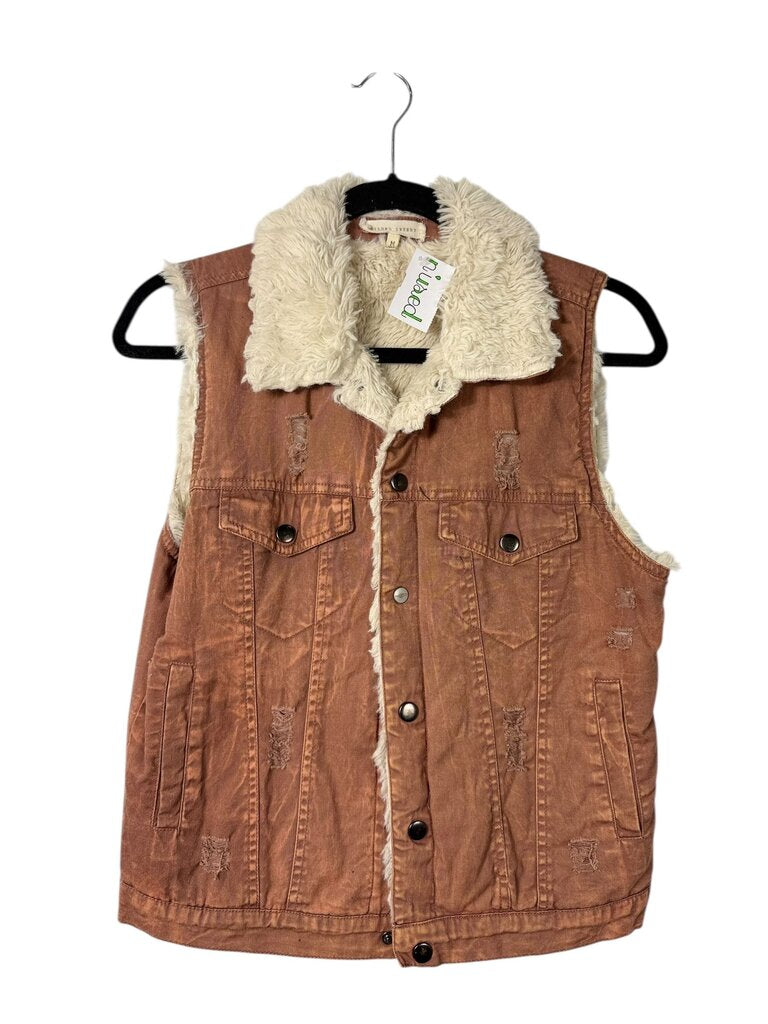 GILDED INTENT DISTRESSED FAUX FUR VEST