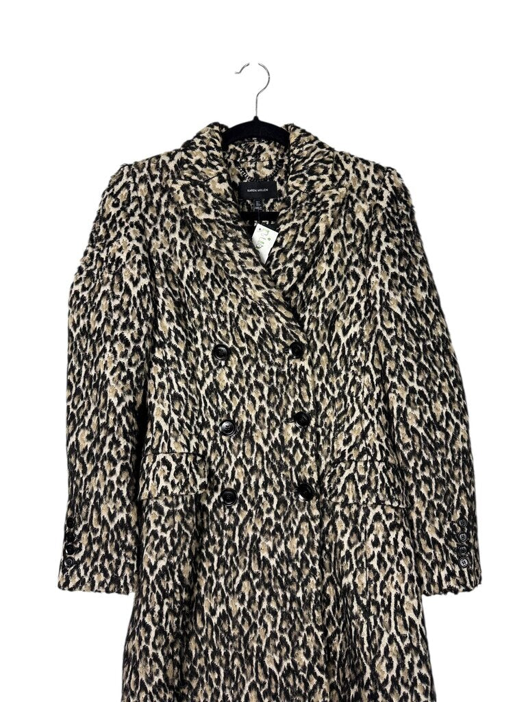 KAREN MILLEN DOUBLE BREASTED ANIMAL TRENCH COAT