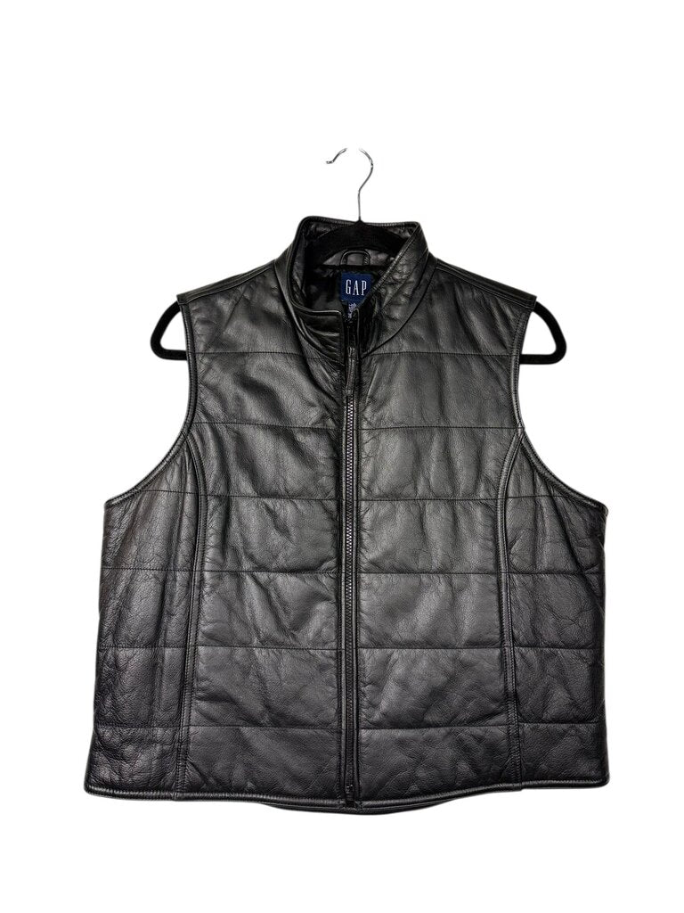 GAP LEATHER ZIP VEST