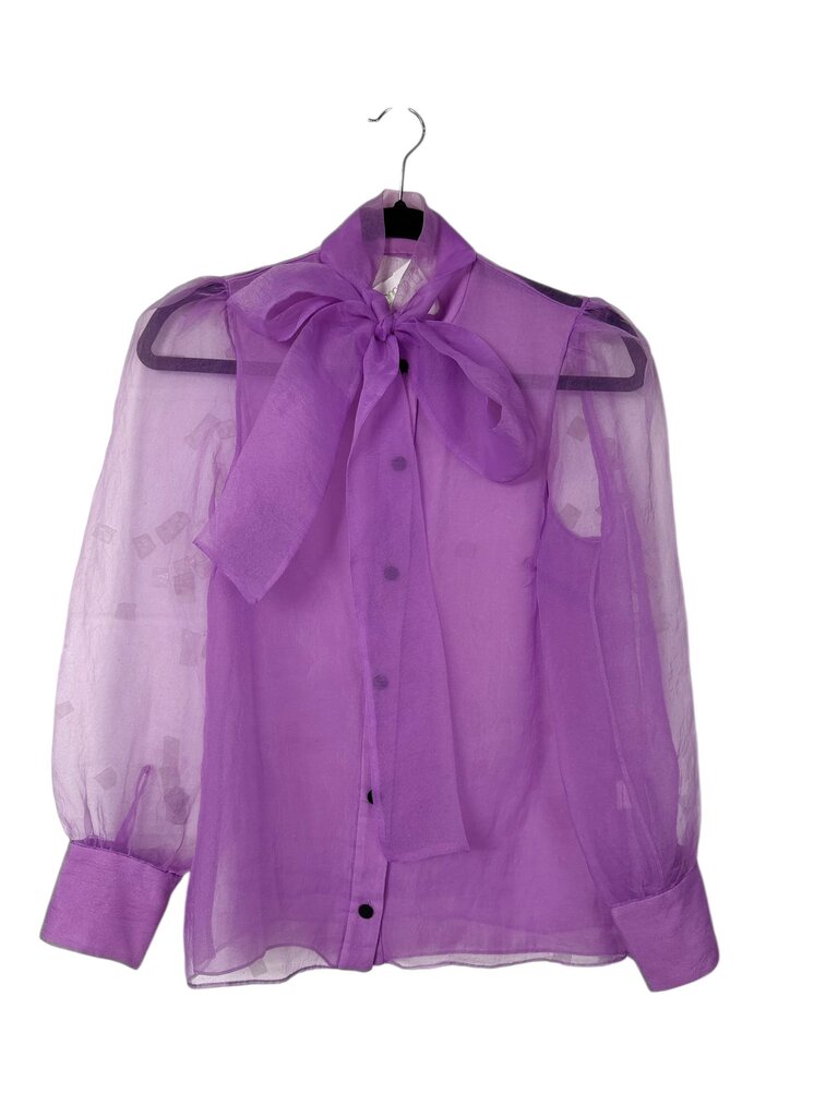 ZARA SHEER BOW NECK BLOUSE