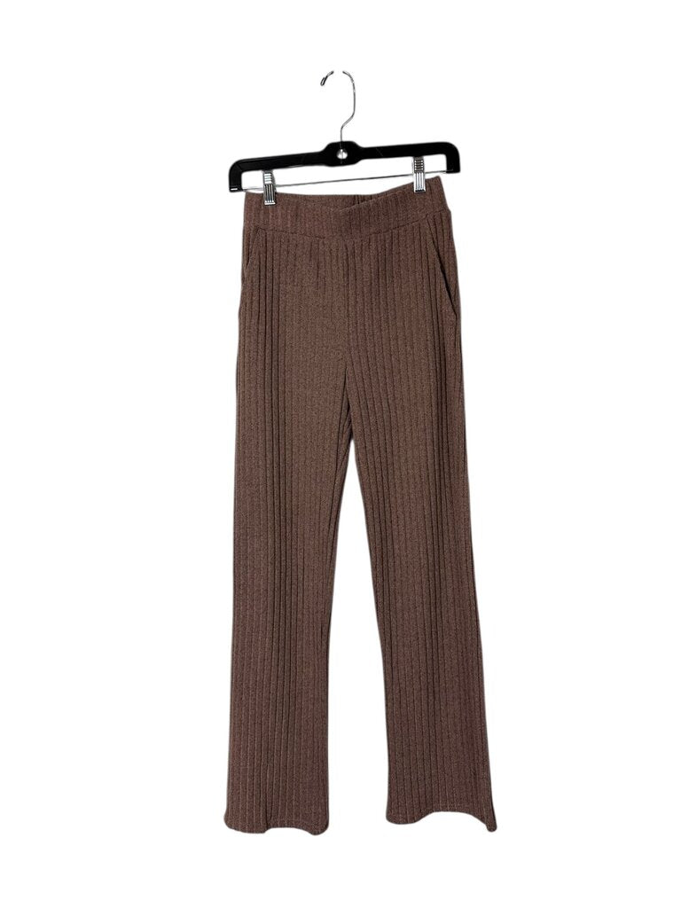 RIBBED WIDE LEG PULL ON PANTS