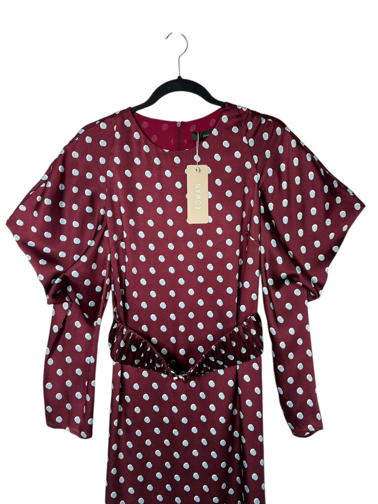 ROMAN POLKA DOT BELTED MIDI DRESS