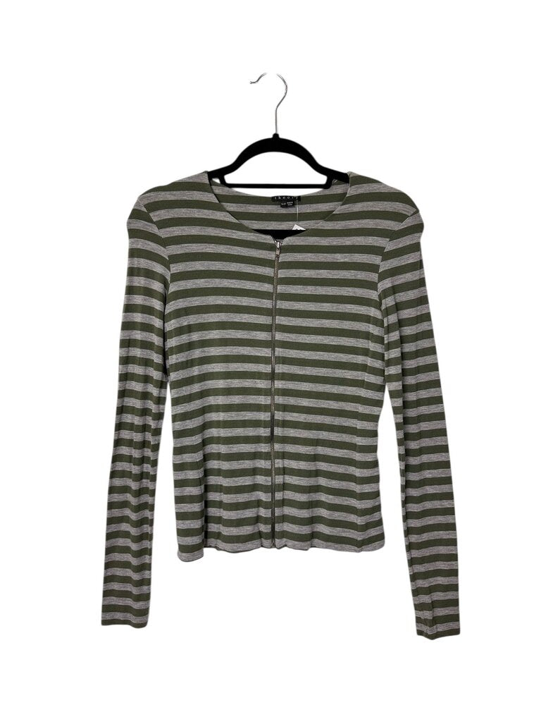 THEORY STRIPED ZIP TOP