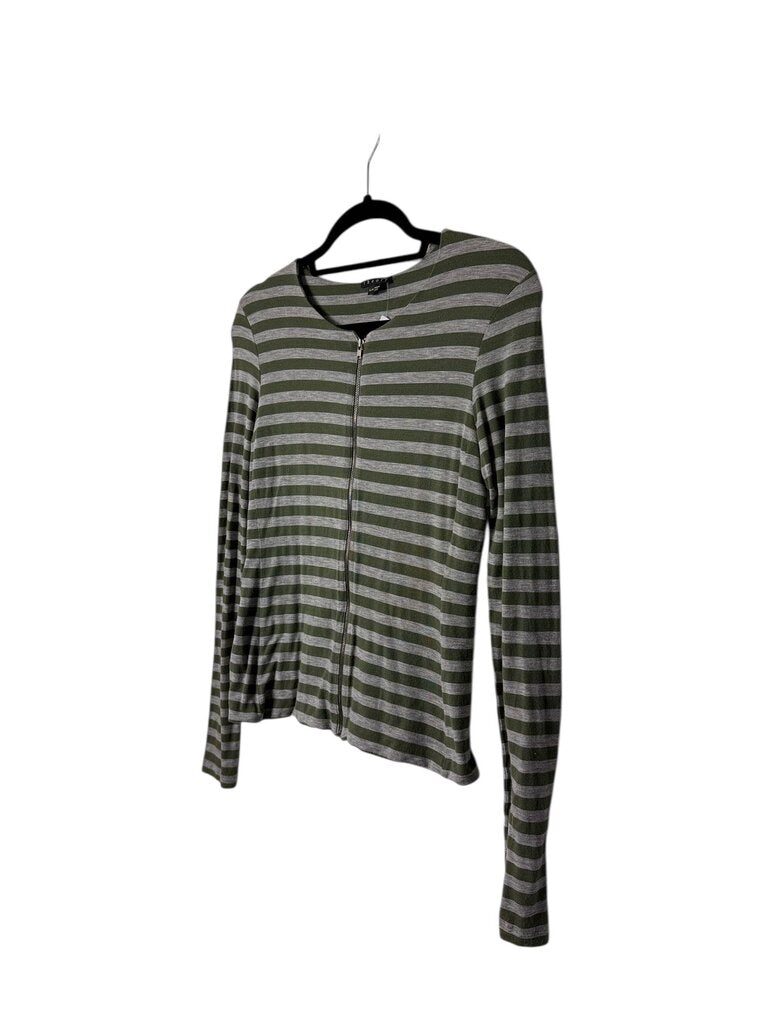 THEORY STRIPED ZIP TOP