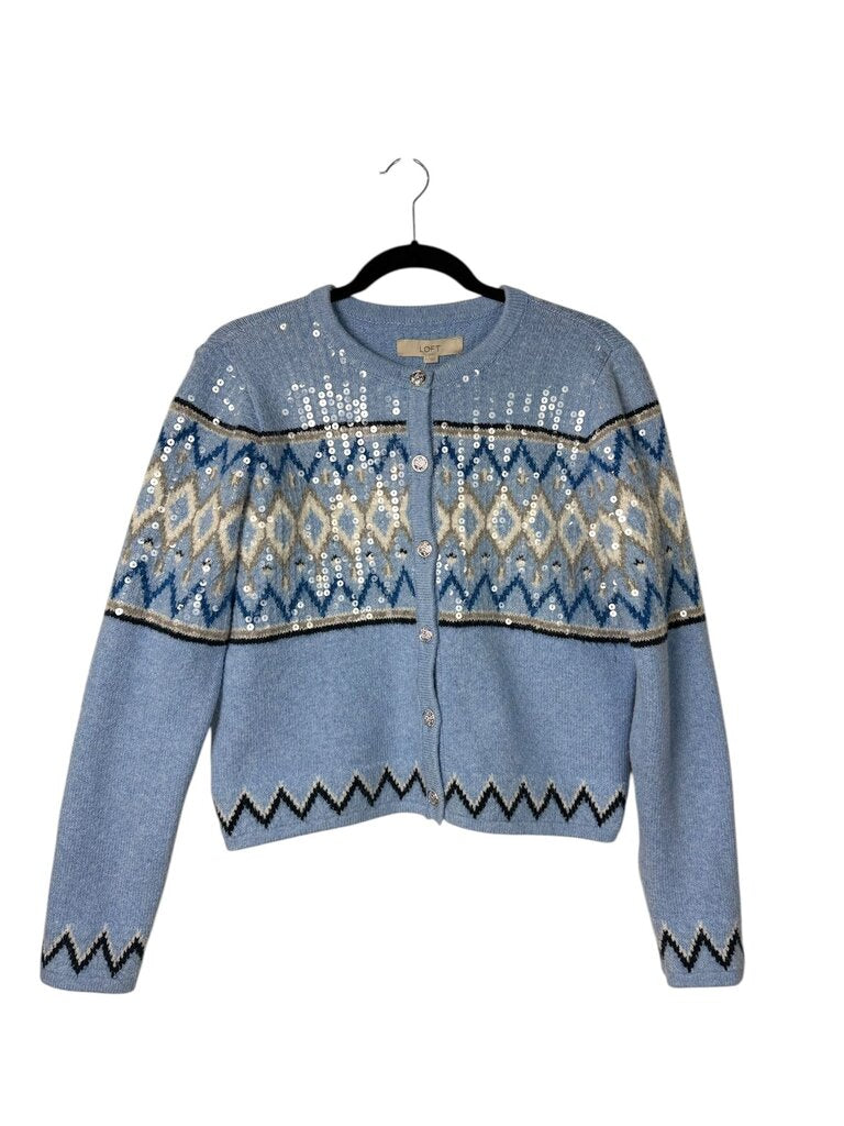 LOFT SHIMMER ARGYLE CARDIGAN