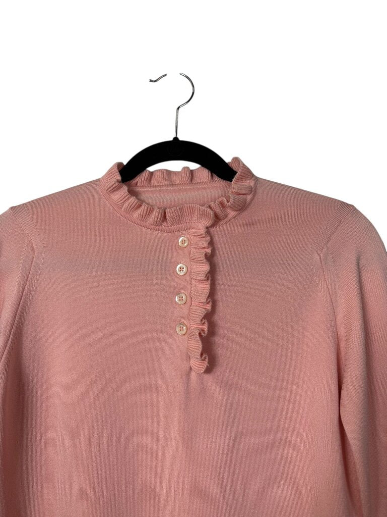 RUFFLE BUTTON NECK BLOUSE