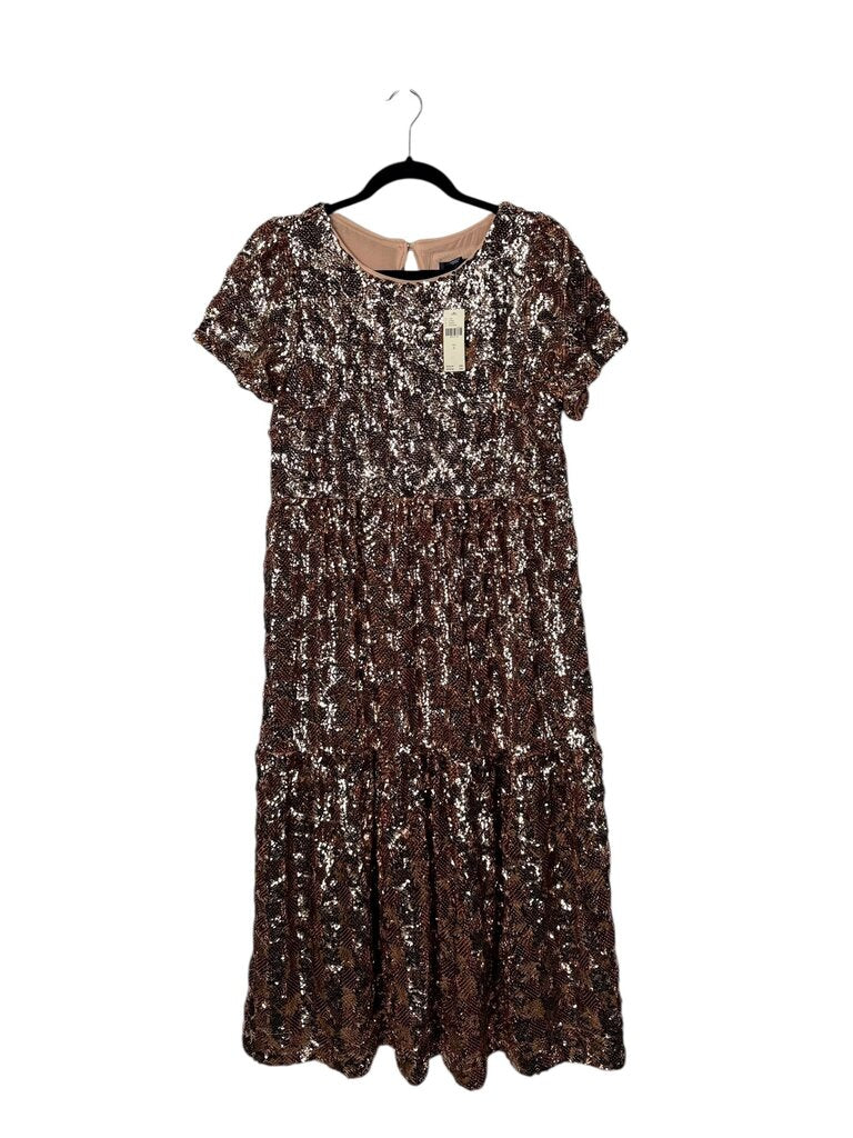 MAEVE SEQUIN TIERED MIDI DRESS