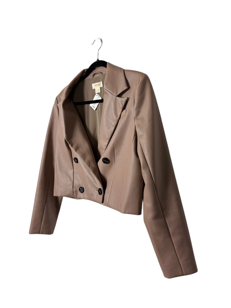 MAEVE VEGAN LEATHER CROPPED BLAZER