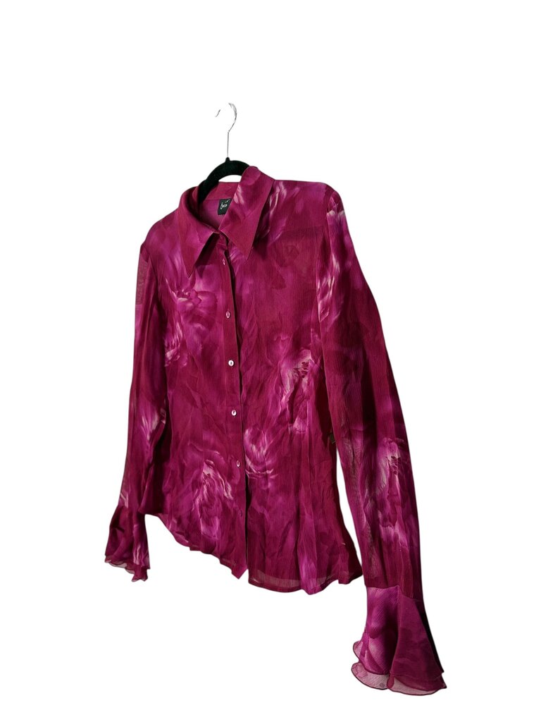 BE 100% SILK FLORAL BUTTON UP