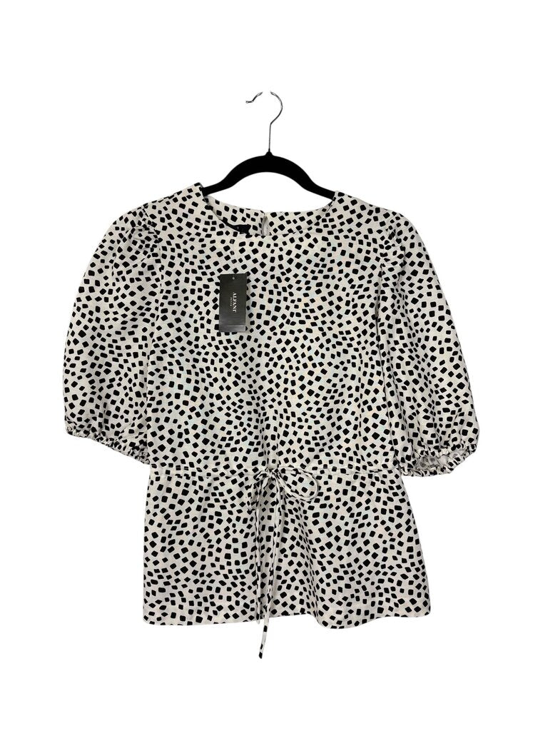 ALFANI SQUARE POLKA DOT BLOUSE