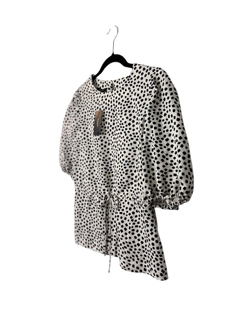 ALFANI SQUARE POLKA DOT BLOUSE
