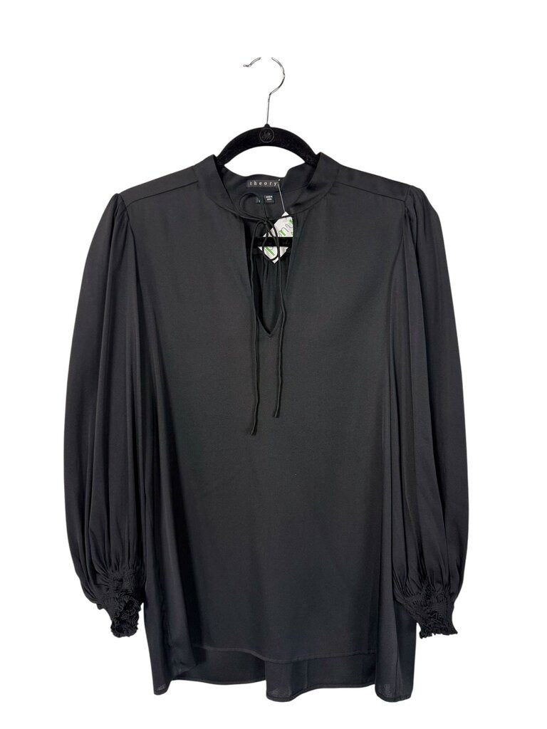 THEORY SILK TIE NECK BLOUSE