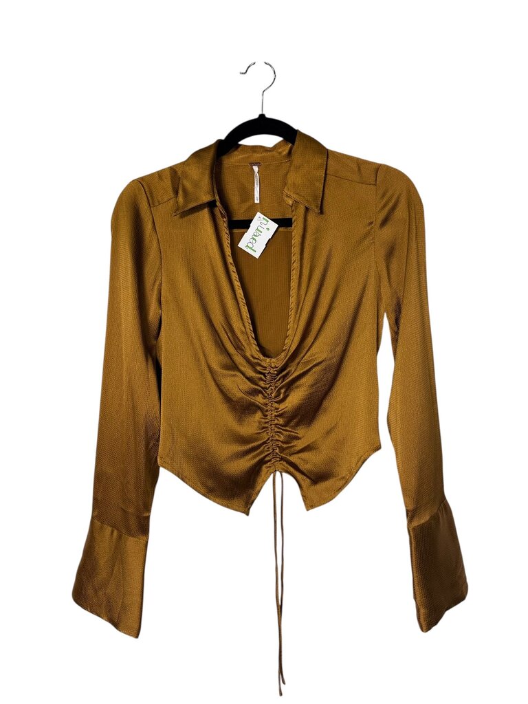 FREE PEOPLE RUCHED CROPPED BLOUSE