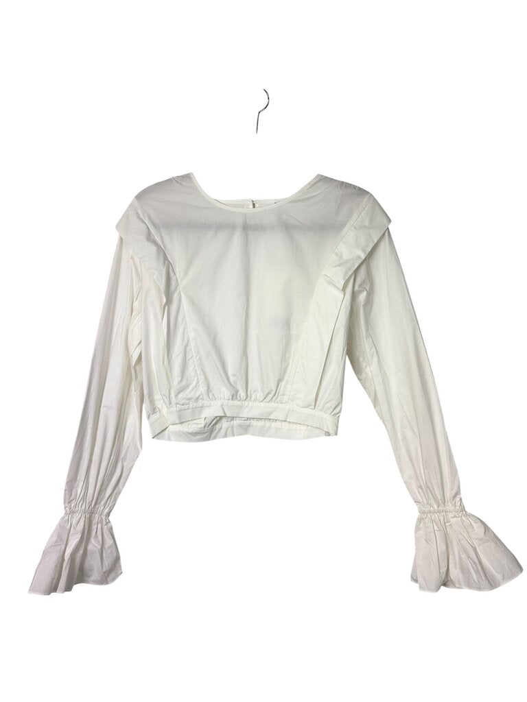 FRAME RUFFLE CROPPED BLOUSE