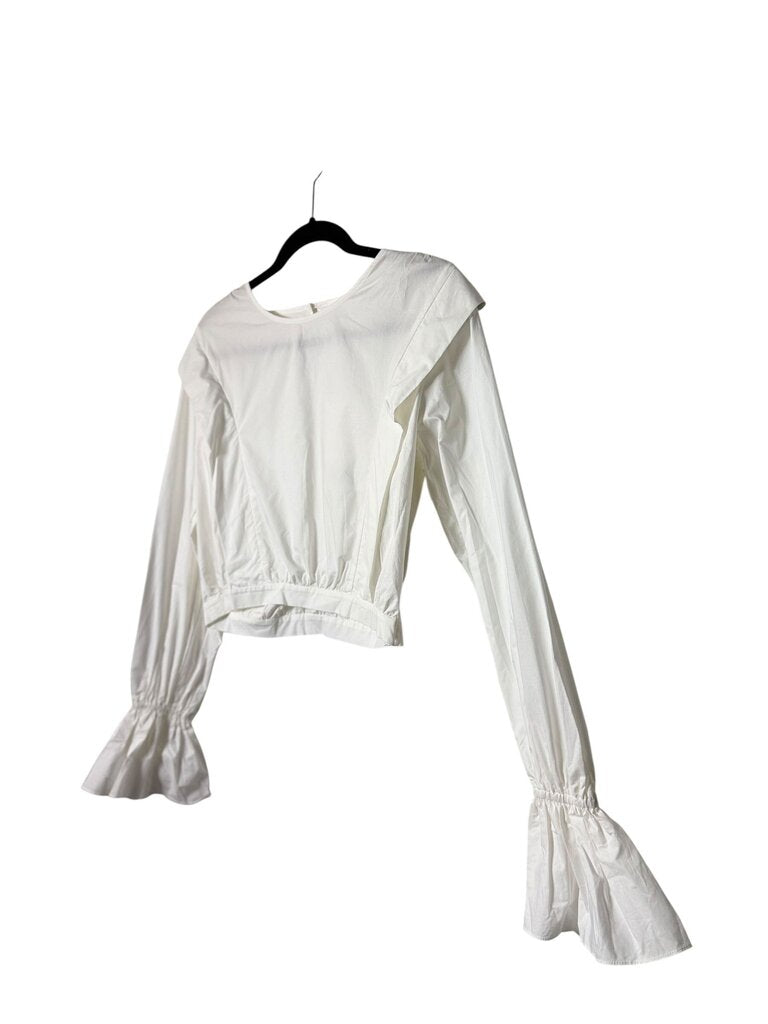 FRAME RUFFLE CROPPED BLOUSE